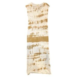 Gypsy 05 Tie-Dye Notch Neck Sleeveless Maxi Dress in Golden Brown Women’s Medium